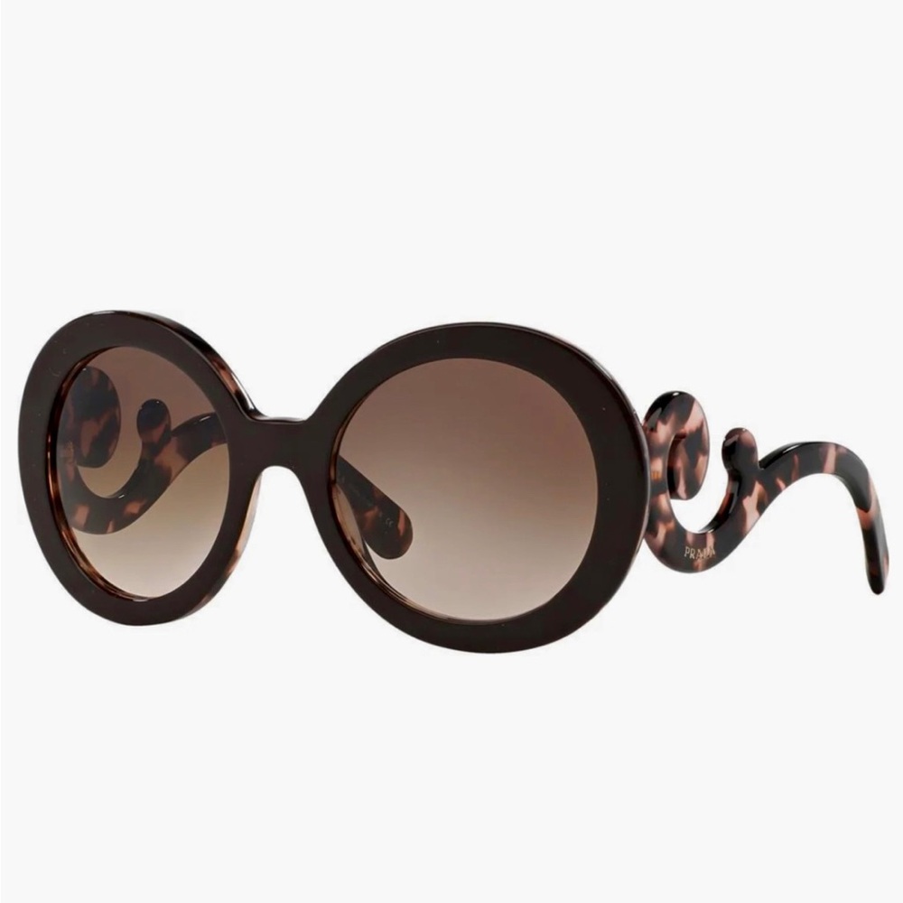 PRADA SPR27N ROL-0A6 55mm Brown Blush Pink Tortoise Baroque Sunglasses Italy
